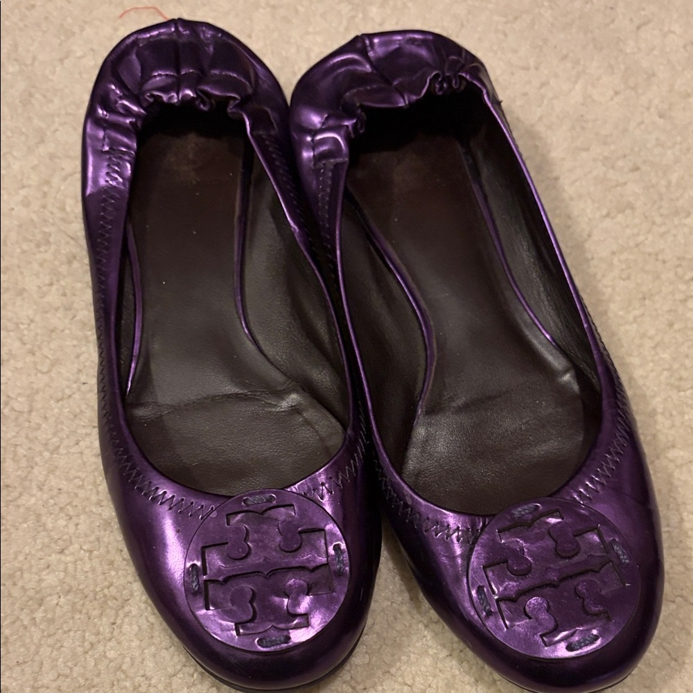 Tory Burch Metallic Purple Flats